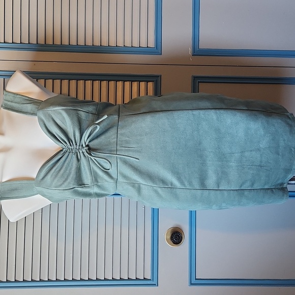 Miami for Francesca’s Ruched Sage Green Mini Dress - Picture 2 of 13